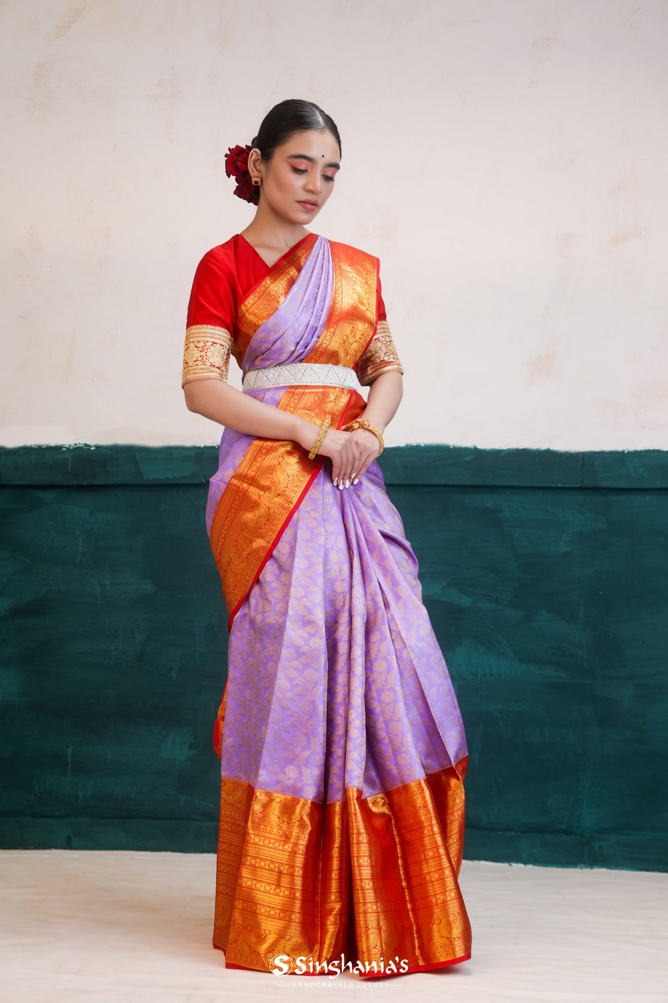 Violet Golden Ghicha Gopalpur Tussar Saree