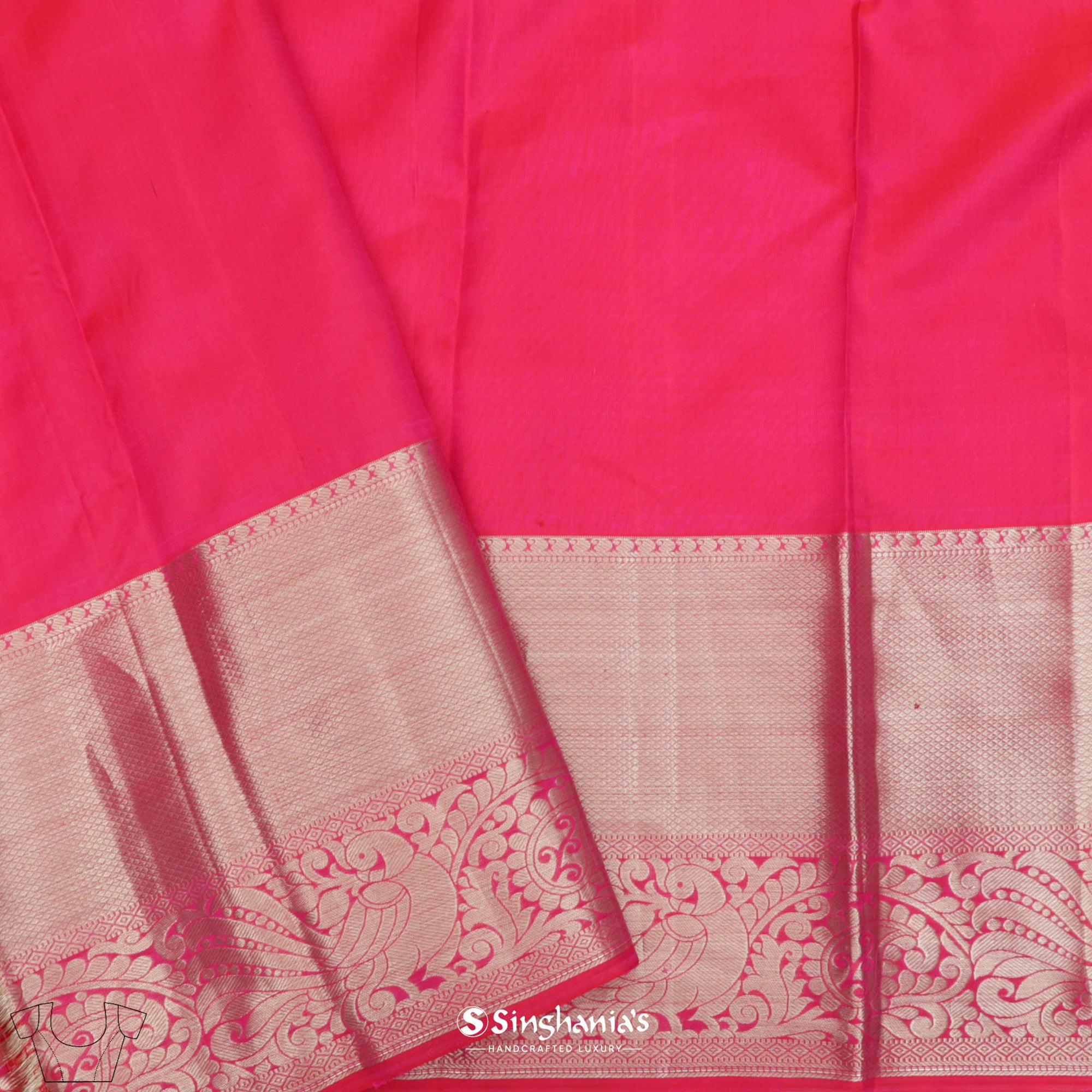Castleton Green Kanjivaram Silk Saree With Floral Buttas Design