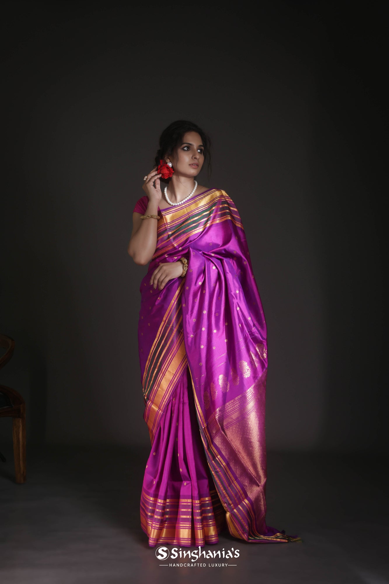 Dark Magenta Pure Mysore Silk Saree with Blouse Online Shopping: SHU250 |  Mysore silk saree, Indian silk sarees, Sweaters women fashion