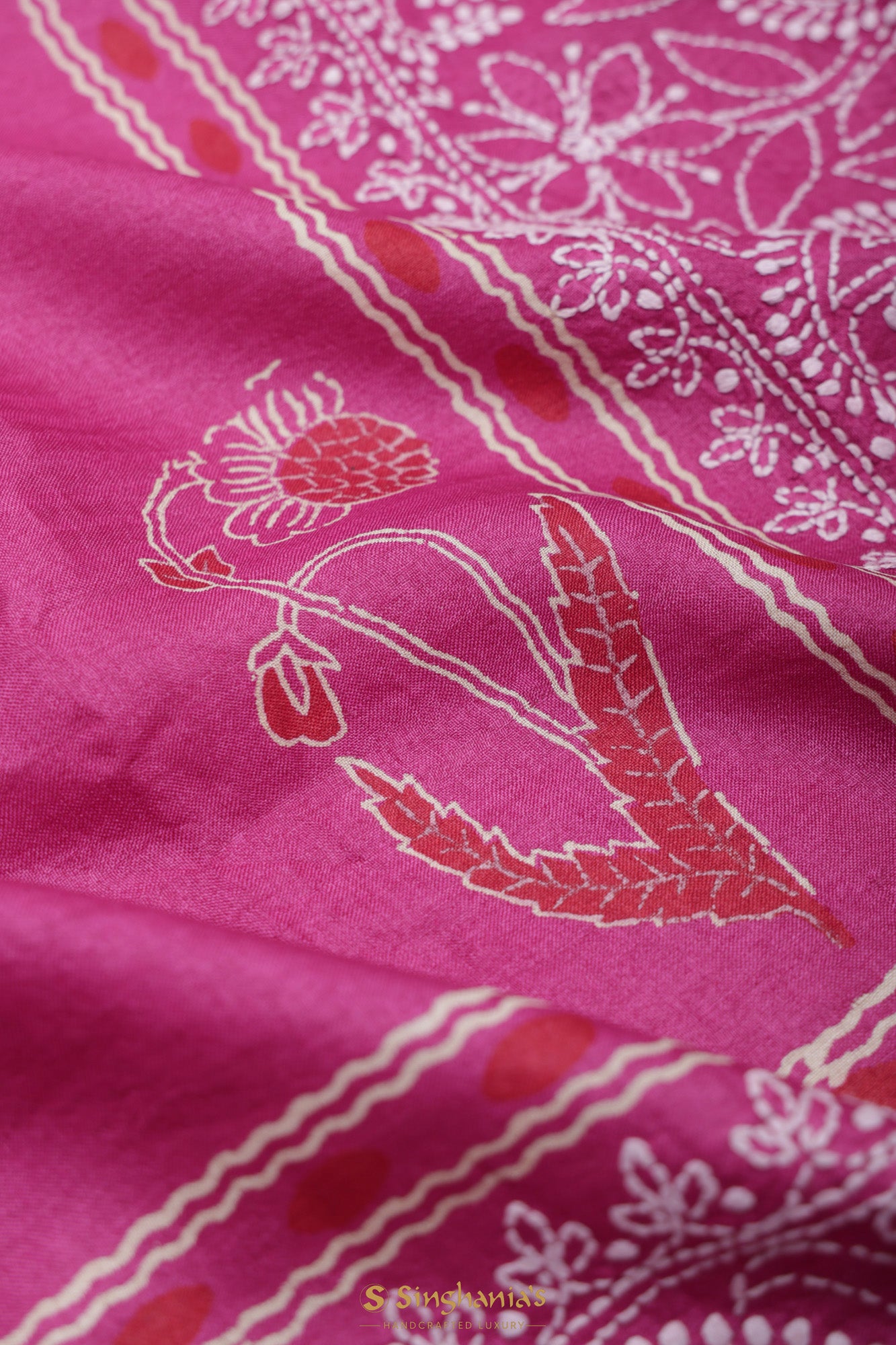 Rosy Pink Tussar Designer Saree