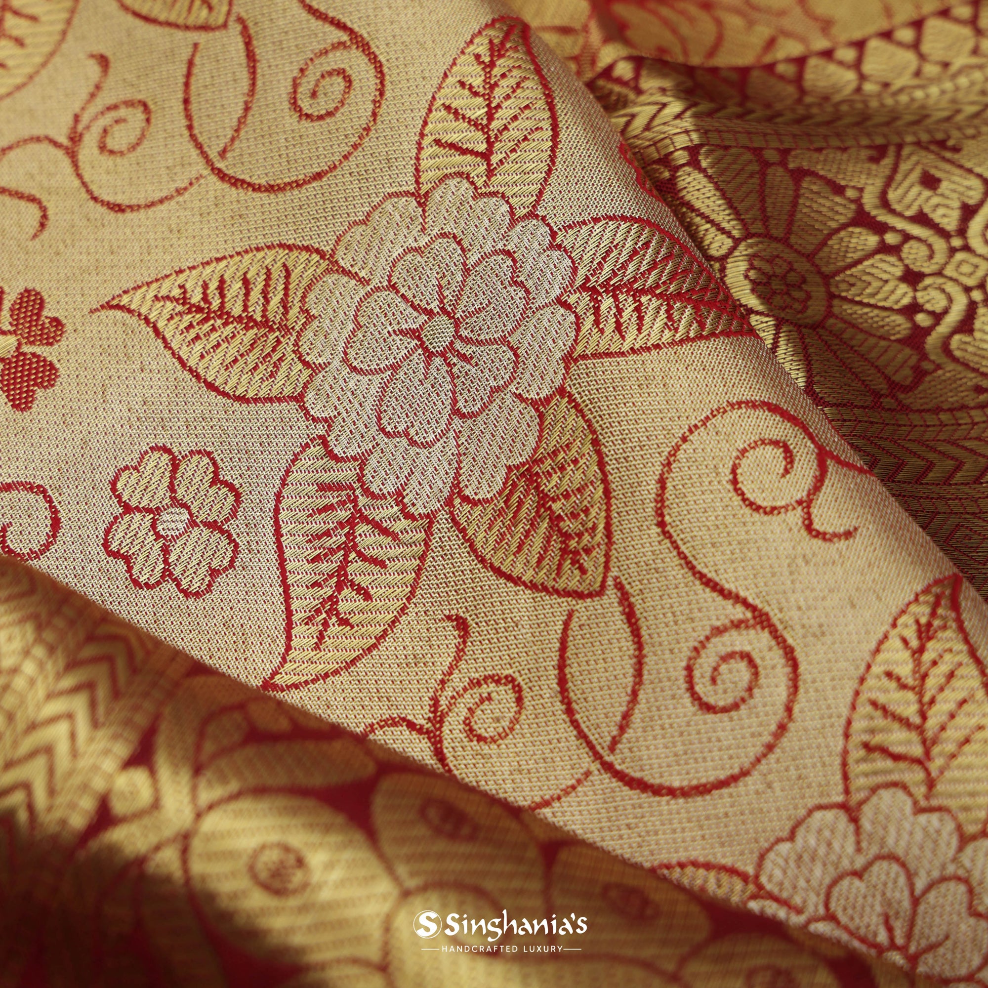 Mellow Yellow Kanjivaram Silk Saree With Floral Jaal Design