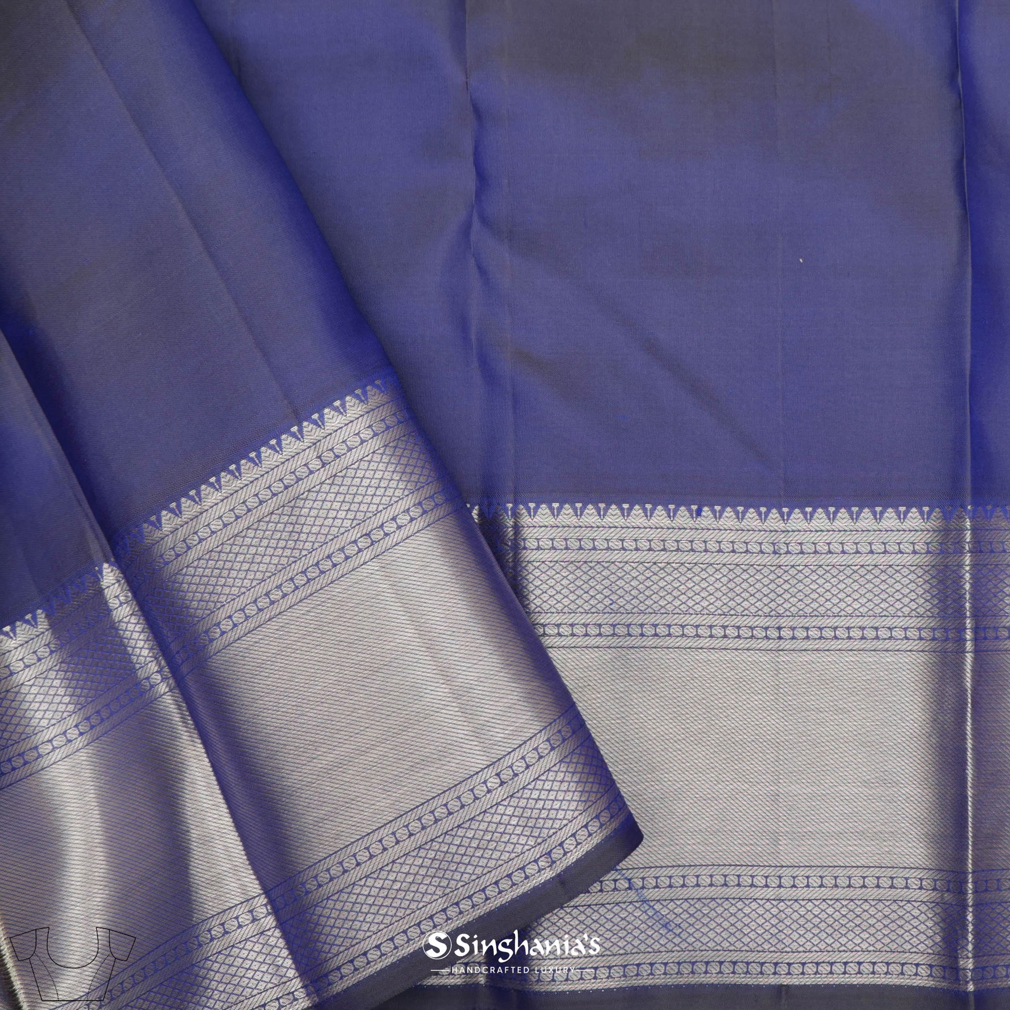 Carolina Blue Kanjivaram Silk Saree With Floral Buttas Design