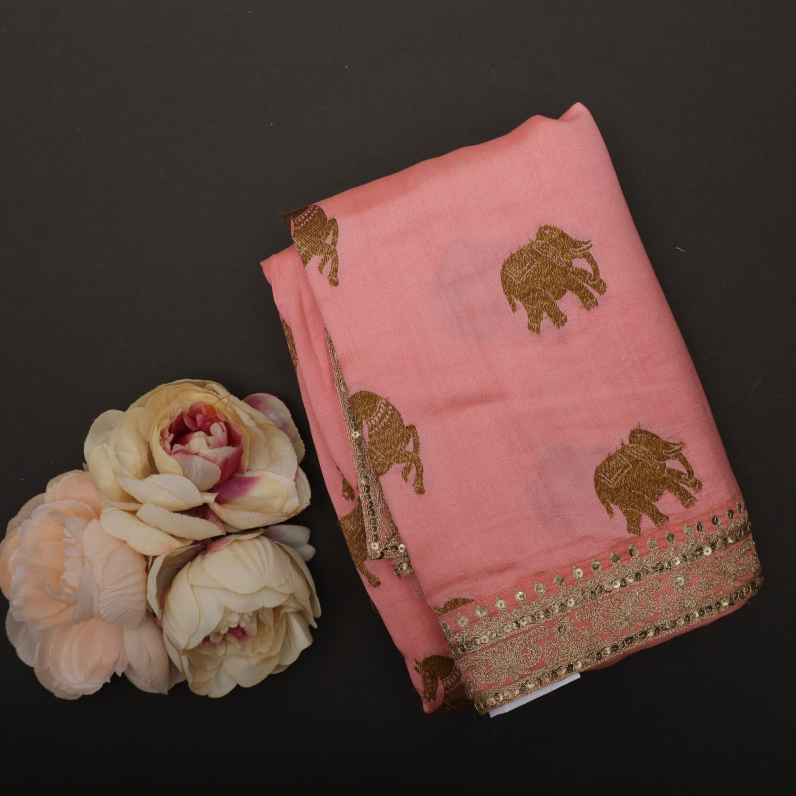 Bubblegum Pink Banarasi Silk Saree With Embroidered Border