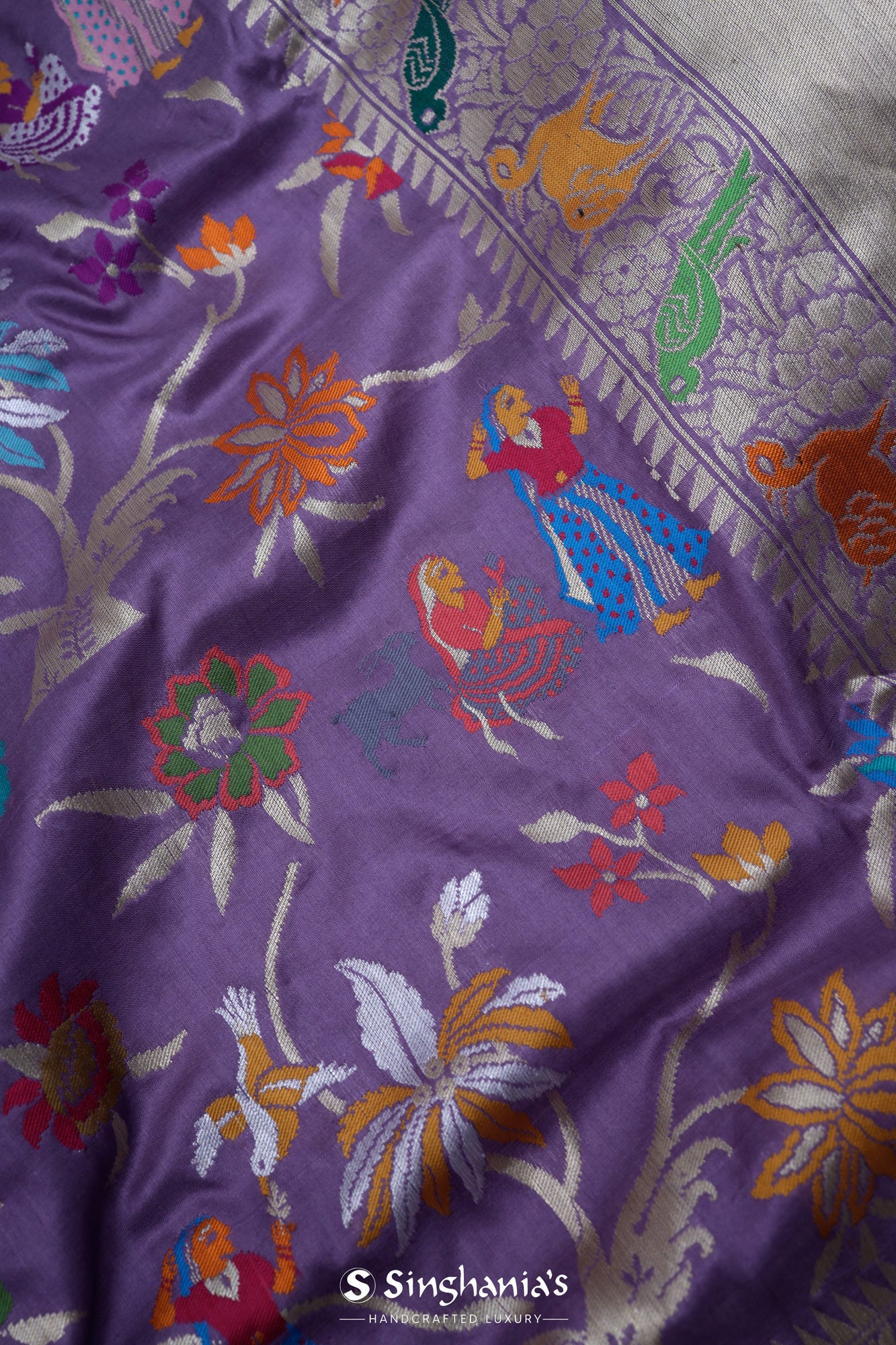 Amethyst Purple Banarasi Handloom Silk Saree