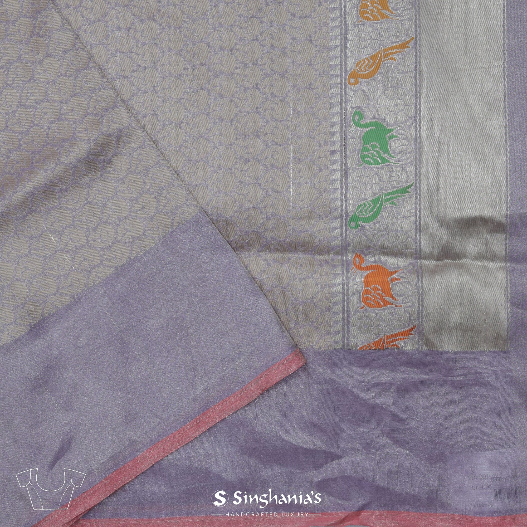 Pastel Purple Banarasi Silk Saree With Sunderbani Weaving