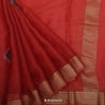 Crimson Red Printed Maheshwari Silk Saree With Diamond Pattern