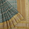 Pastel Green-Cream Printed Maheshwari Silk Saree With Geometrical Design