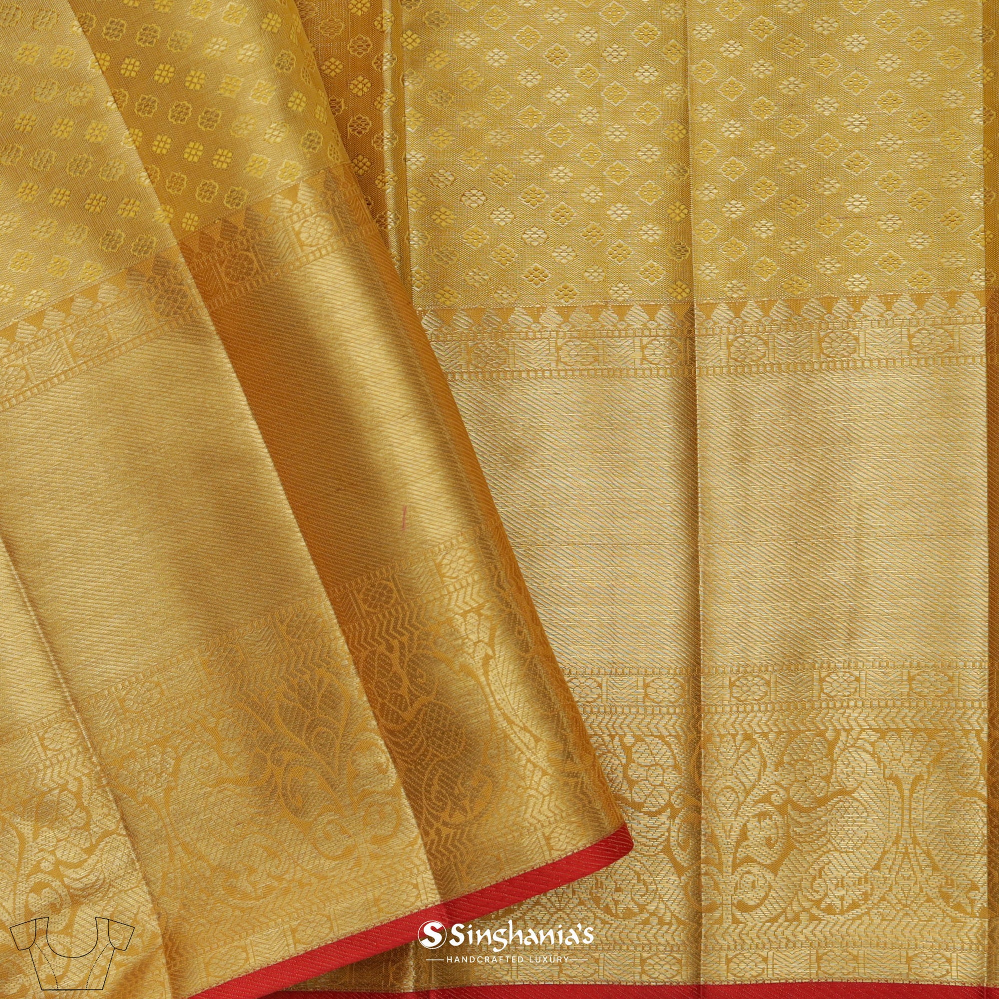 Purple-Gold Tissue Kanjivaram Saree With Floral Jaal Weaving