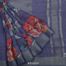 Deep Purple Printed Linen Saree With Floral Jaal Pattern
