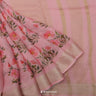 Light Pink Printed Linen Saree With Floral Jaal Design