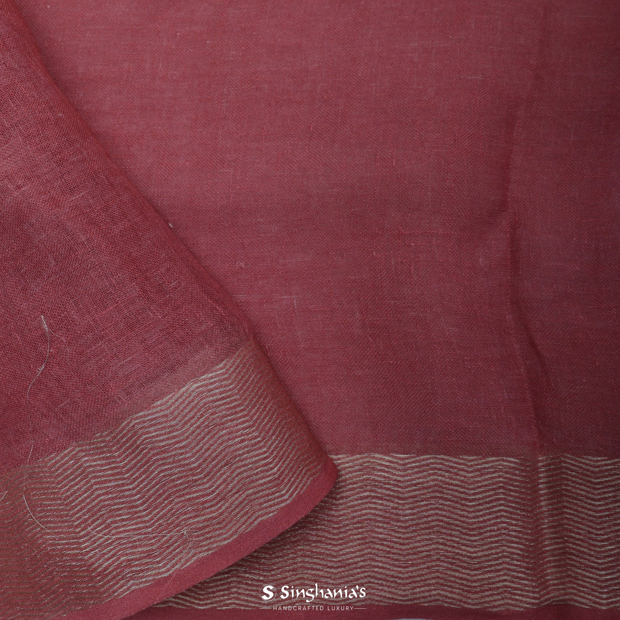 Milano Pink Printed Linen Saree With Floral Jaal Design