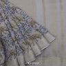 Pale Lavender Printed Linen Saree With Floral-Tiger Design
