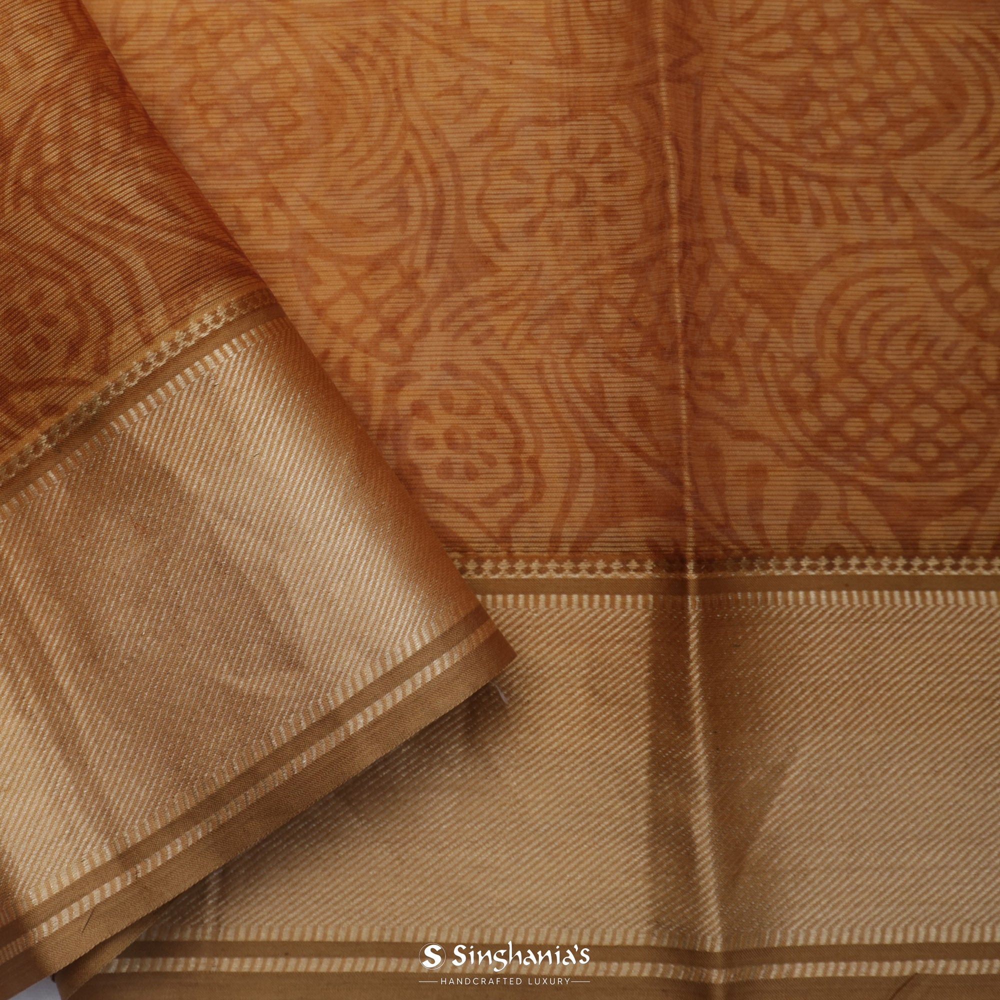 Brown Multicolour Printed Maheshwari Saree With Geometrical Design