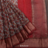 Deep Brown-Red Printed Maheshwari Saree With Geometrical Design