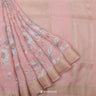 Cameo Pink Printed Linen Saree With Floral Jaal Design