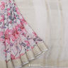 Pastel Beige Printed Linen Saree With Floral Jaal Design