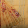 Pastel Yellow Printed Linen Saree With Floral Jaal Pattern