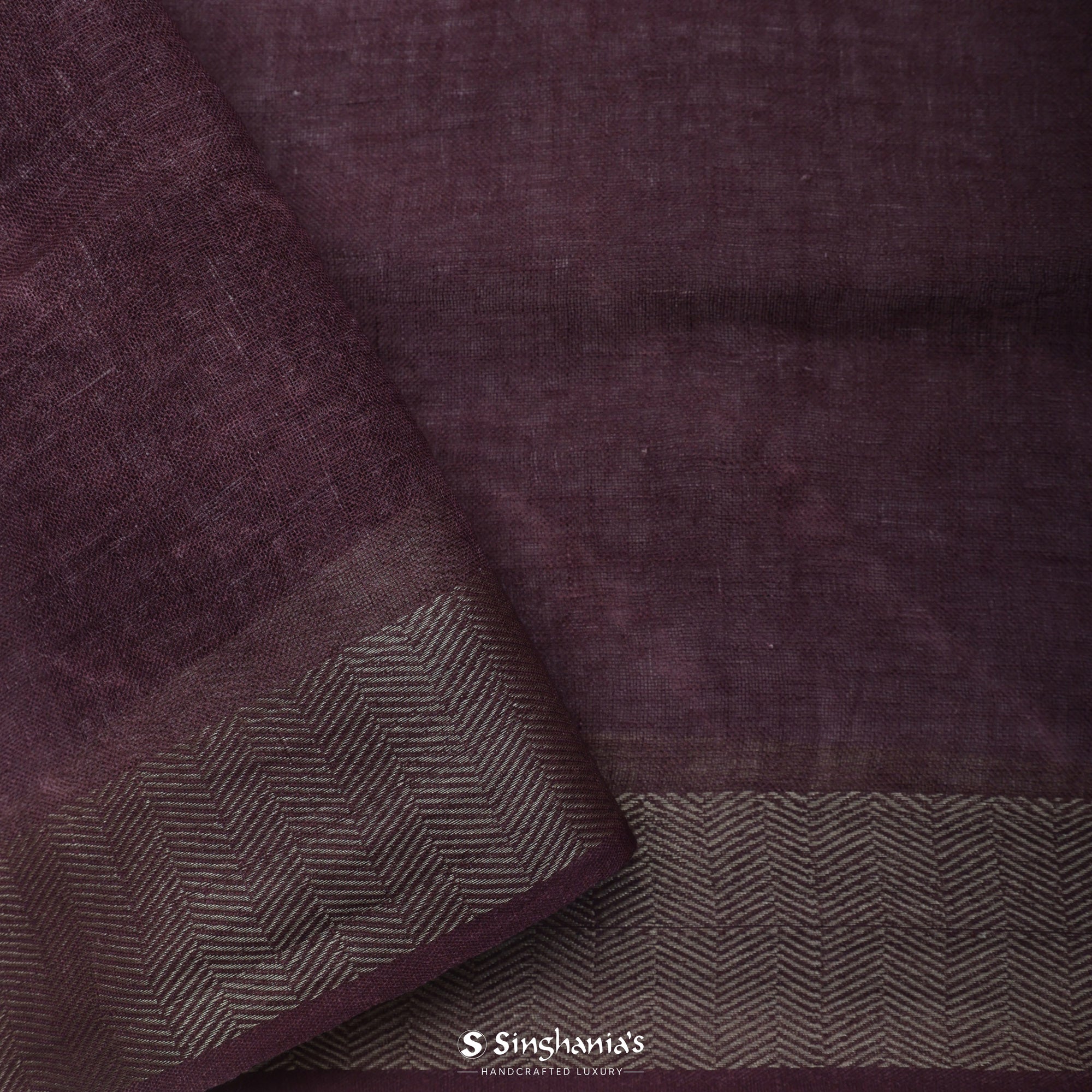 Heather Purple Printed Linen Saree With Floral Jaal Design