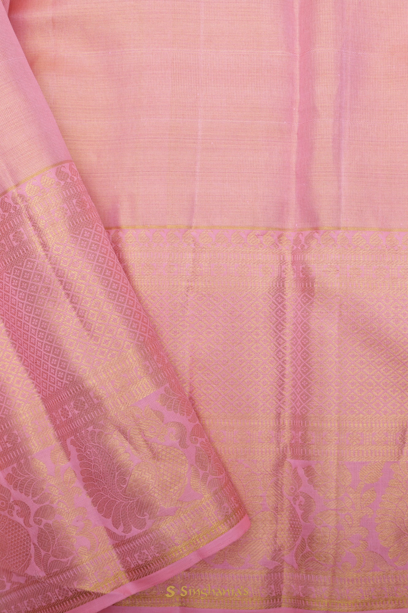 Tiffany Blue Kanjivaram Silk Saree With Floral Jaal Weaving
