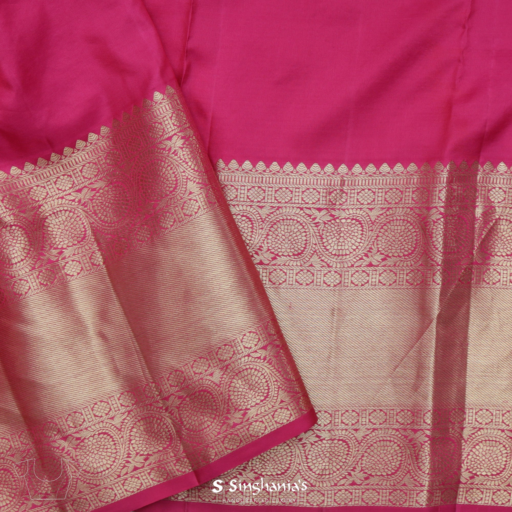 Gold Kanjivaram Silk Saree With Floral Jaal Weaving