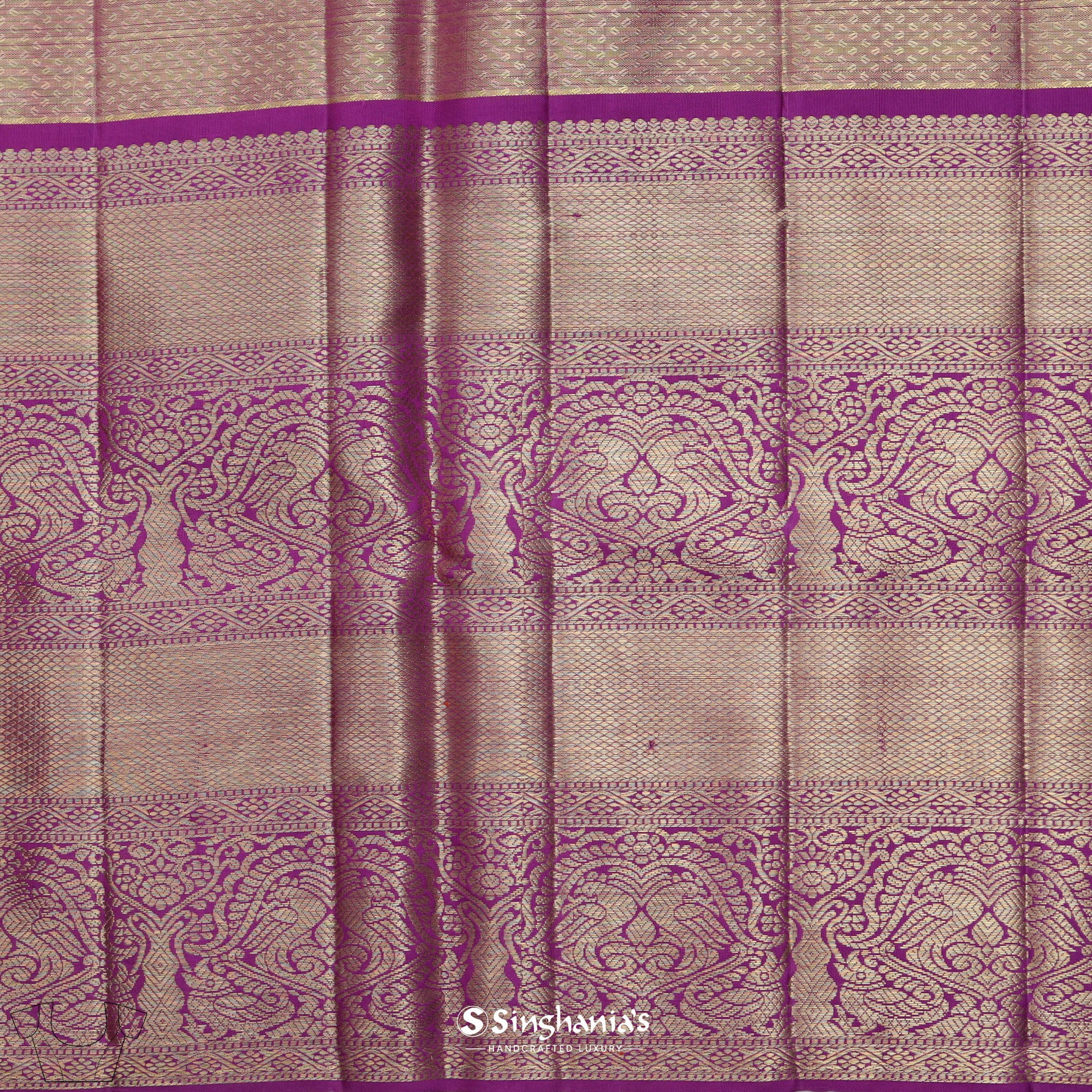 Spanish Pink Kanjivaram Silk Saree With Floarl Jaal Weaving