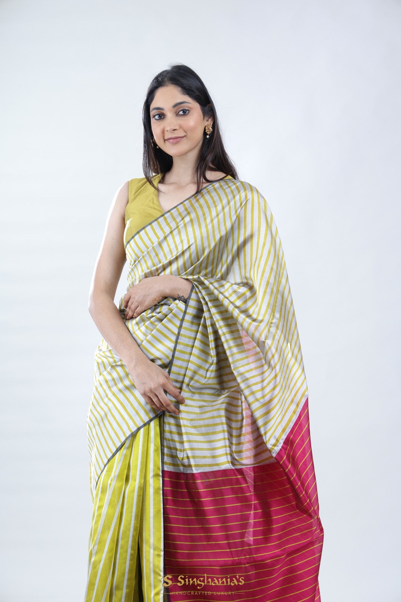 Orange block print chanderi silk saree | Kiran's Boutique