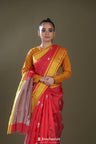 Persian Red Chanderi Saree With Floral Buttas Weaving