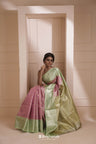 Taffy Pink Kanjivaram Silk Saree With Floral Jaal Weaving