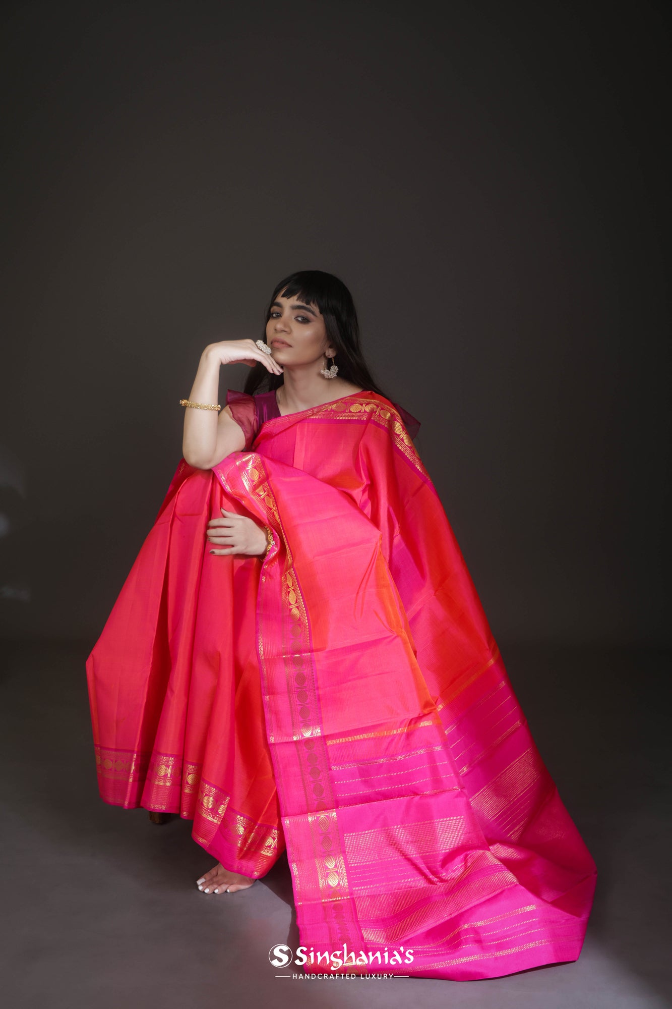 Amaranth Pink Kanjivaram Silk Saree