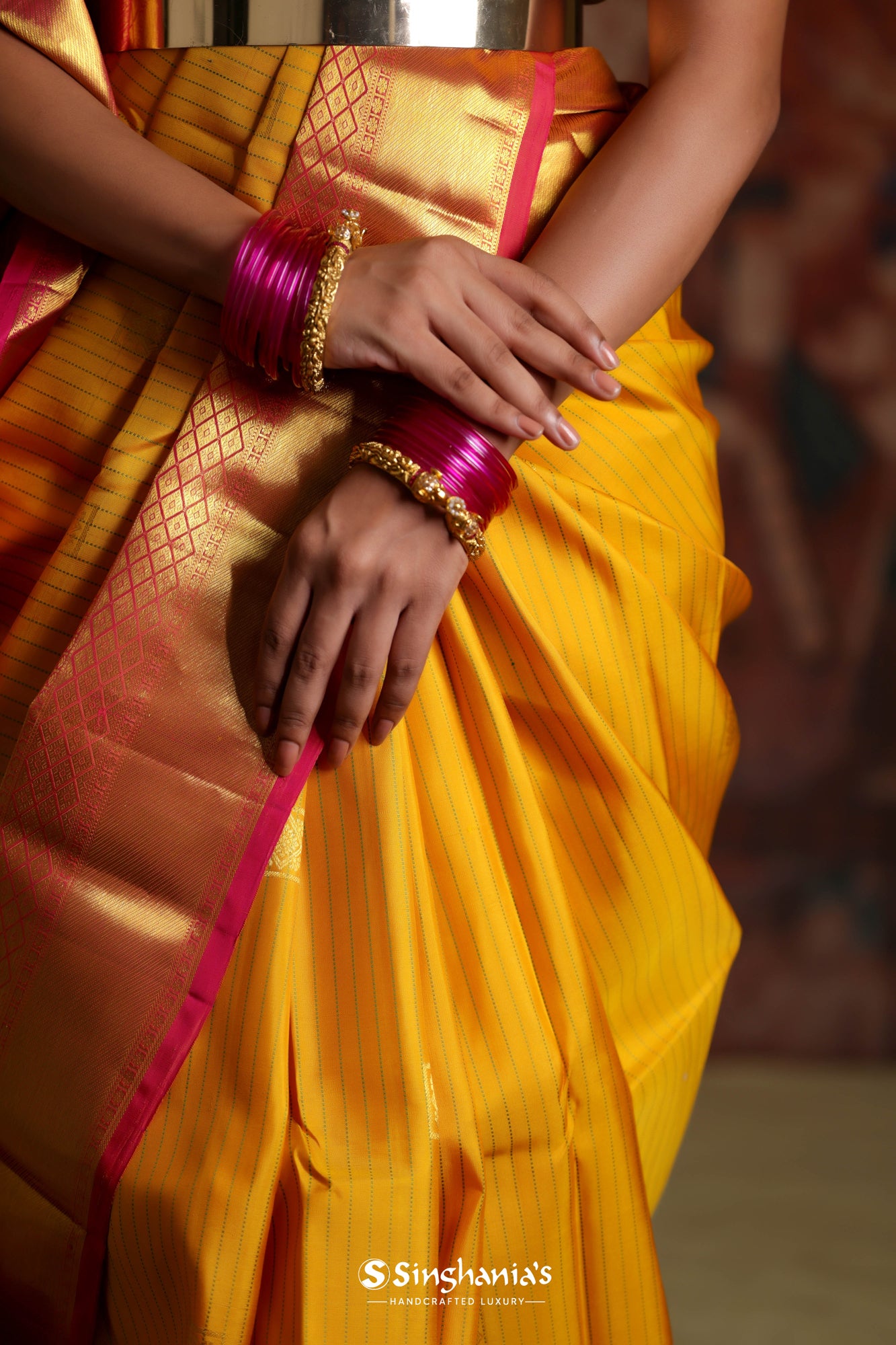 Deep Yellow Kanjivaram Silk Saree