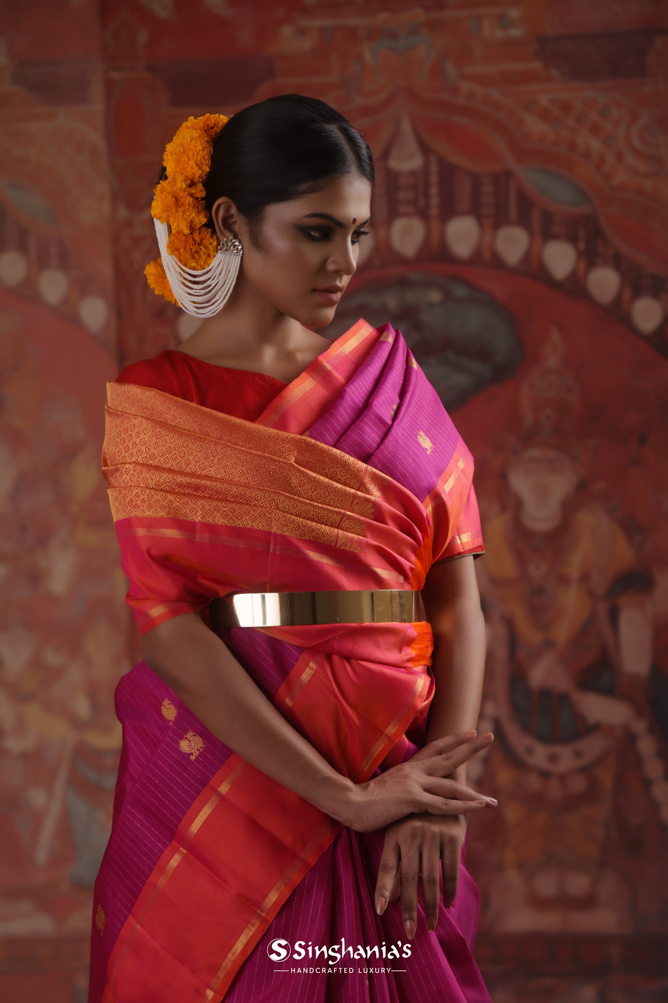 Buy Darshita International Woven Kanjivaram Silk Blend, Cotton Silk Beige,  Maroon Sarees Online @ Best Price In India | Flipkart.com
