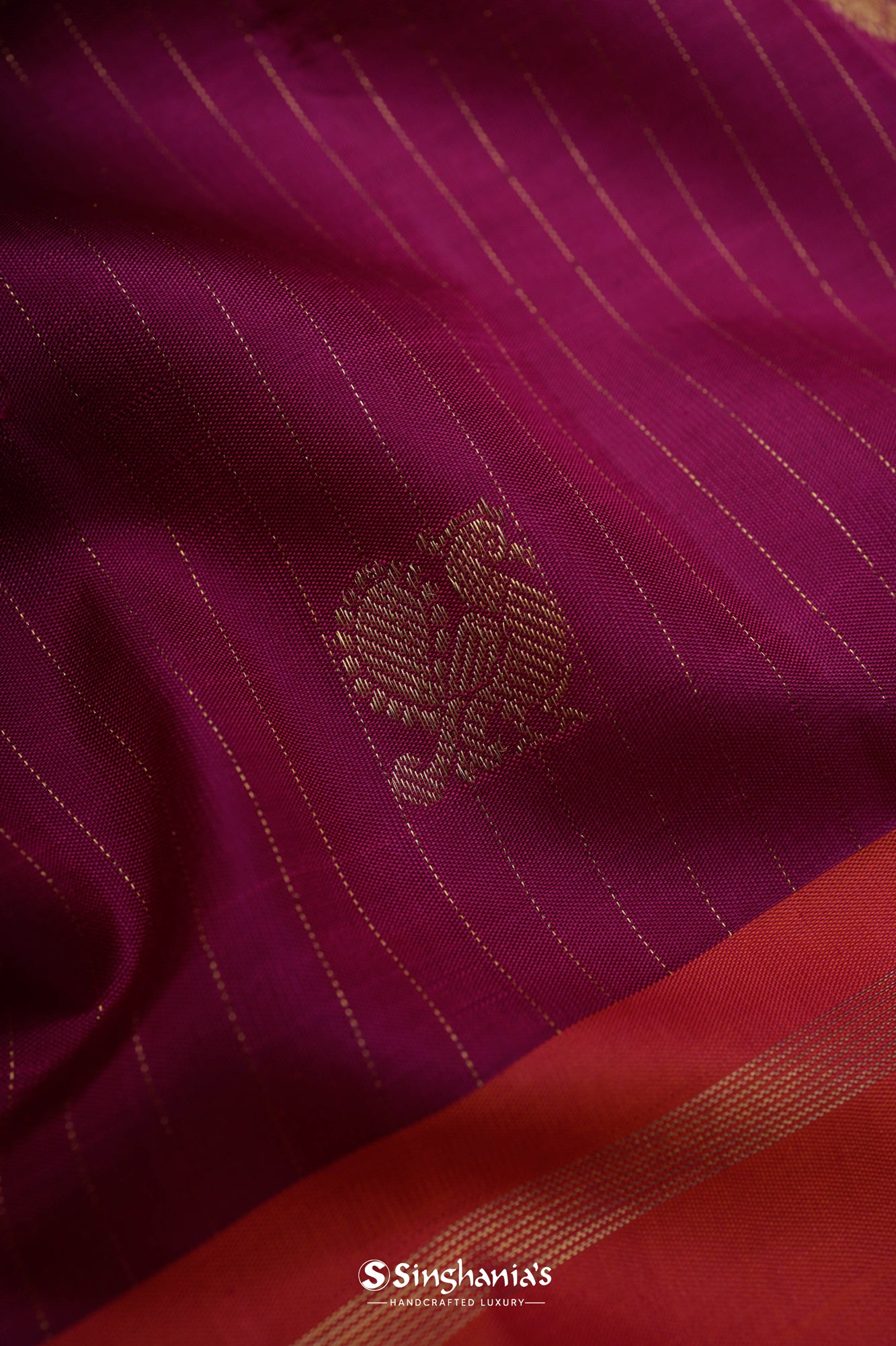 Fandango Purple Kanjivaram Silk Saree With Floral And Peacock Weaving