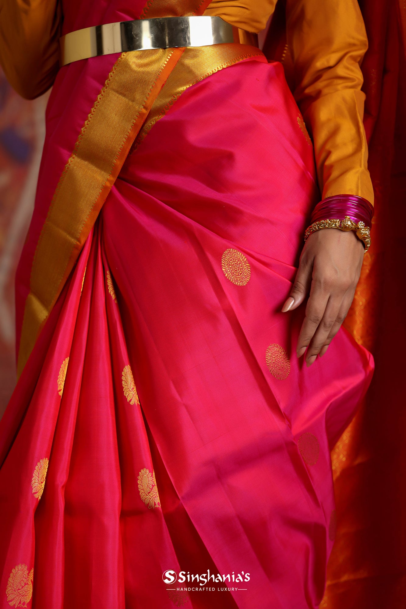 French Pink Kanjivaram Silk Saree