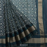 Midnight Green & Cream Printed Maheshwari Saree With Geometrical Design
