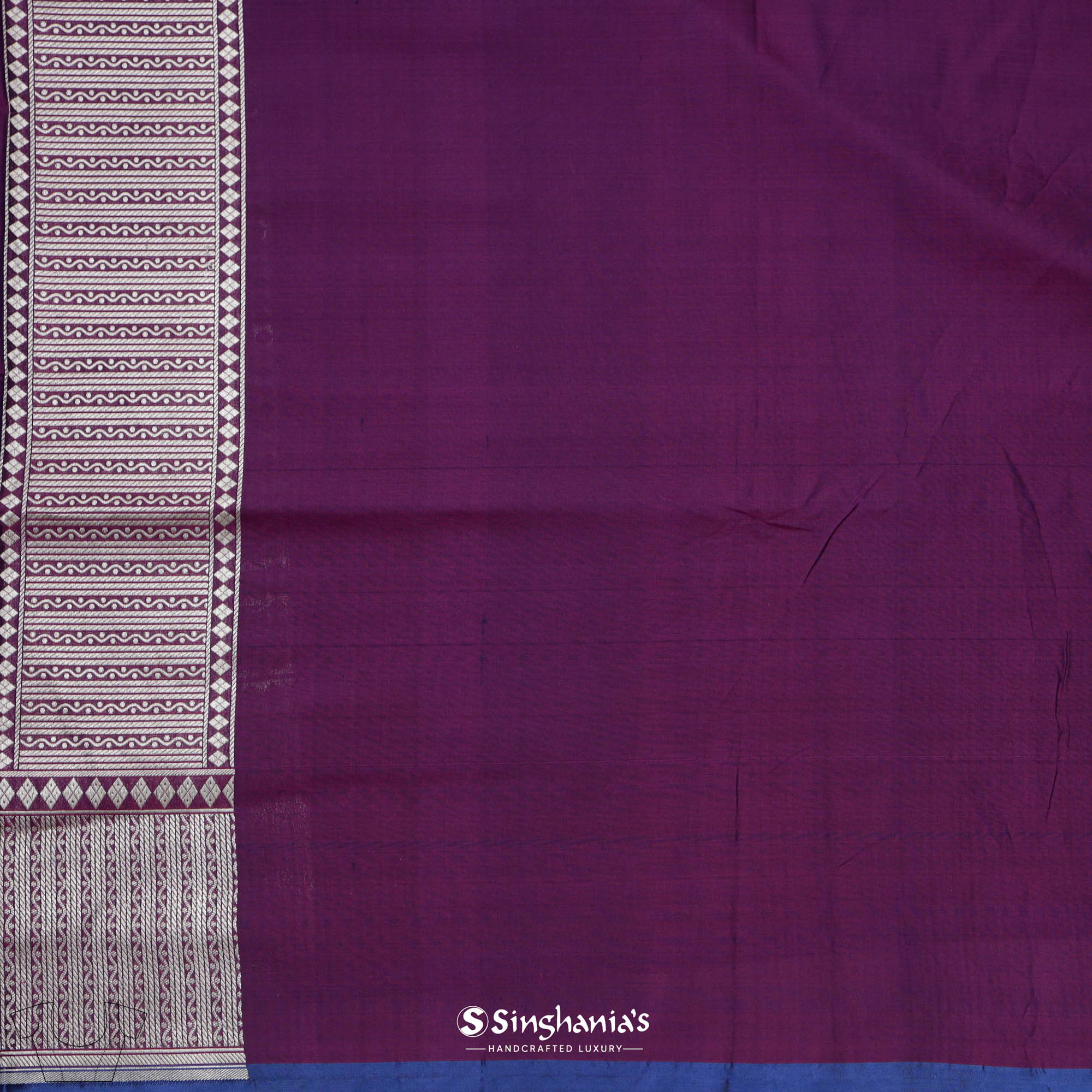 Dark Purple Floral Jaal Banarasi Silk Saree