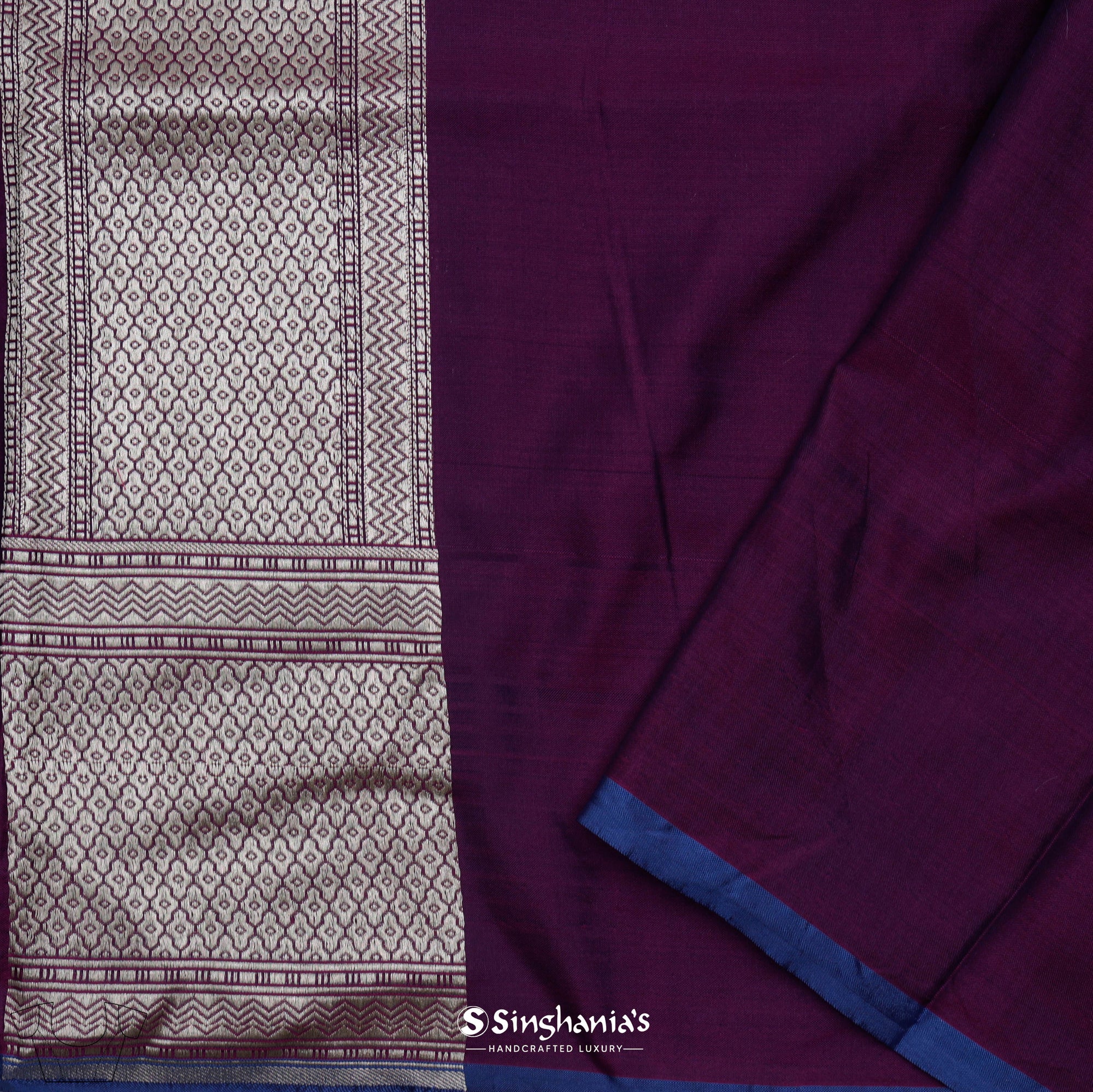 Palatinate Purple Banarasi Silk Saree With Floral Jaal Weaving