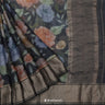 Charcoal Black Printed Maheshwari Saree With Floral Jaal Design