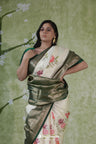 Pale Pista Green Printed Kanjivaram Silk Saree