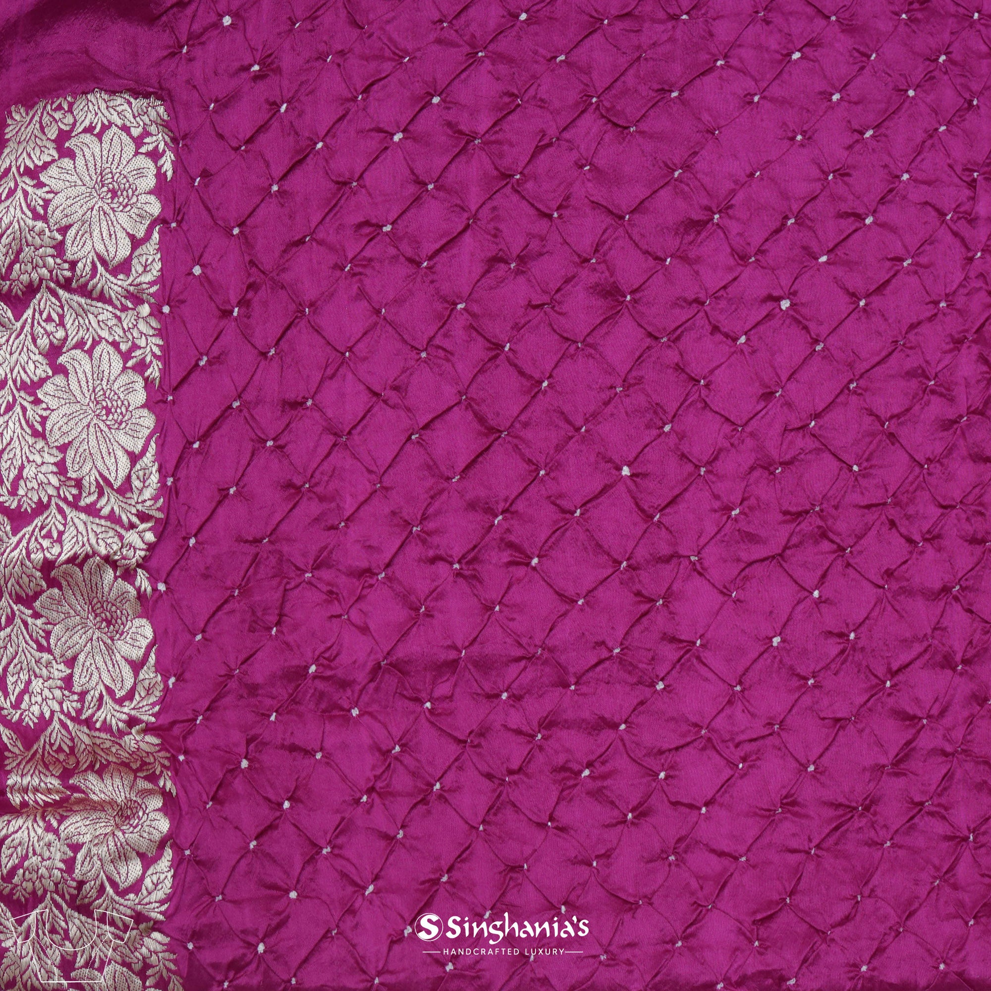 Fuchsia Purple Bandhani Kanjivaram Saree