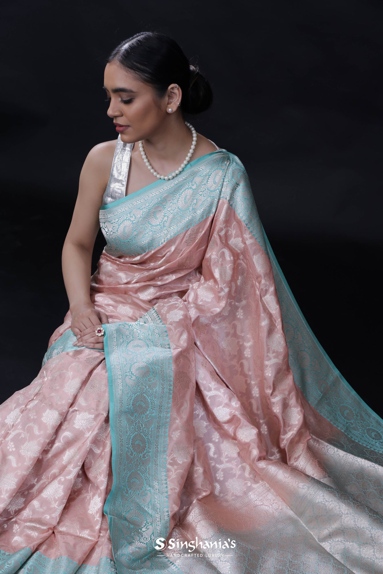 SF-Baby Pink Soft Lichi Silk saree - Indian