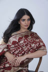 Classic Maroon Banarasi Silk Saree With Floral Jaal Weaving