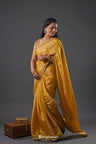 Sunflower Yellow Tissue Saree With Embroidered Border