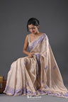 Tumbleweed Brown Tissue Hand-Embroidered Saree