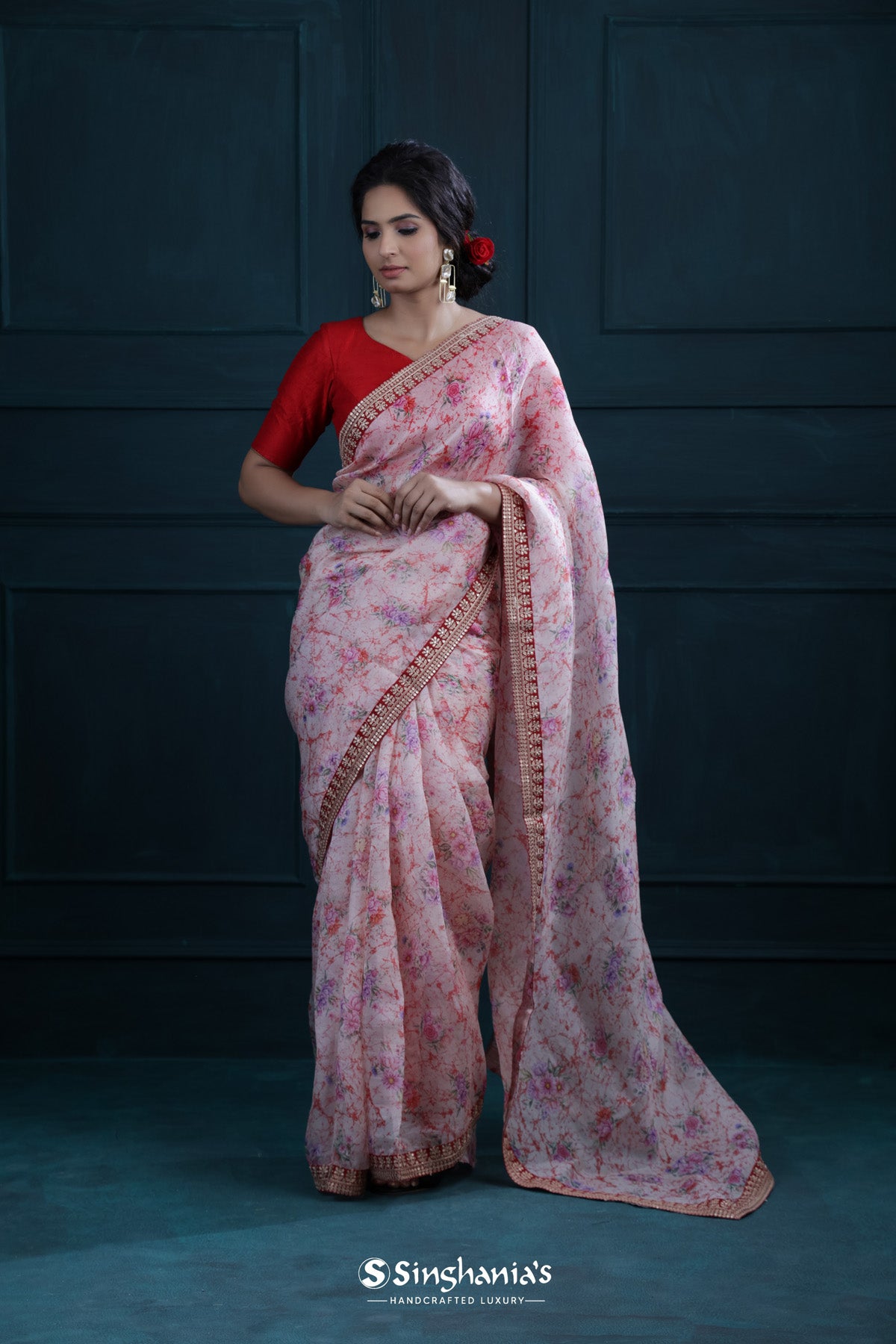 Buy Pink Sarees for Women by Limdo Online | Ajio.com