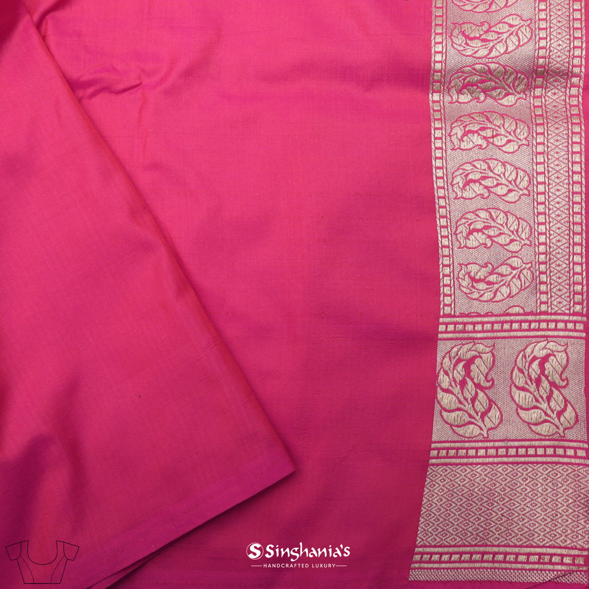 French Pink Banarasi Silk Saree With Floral Jaal Design