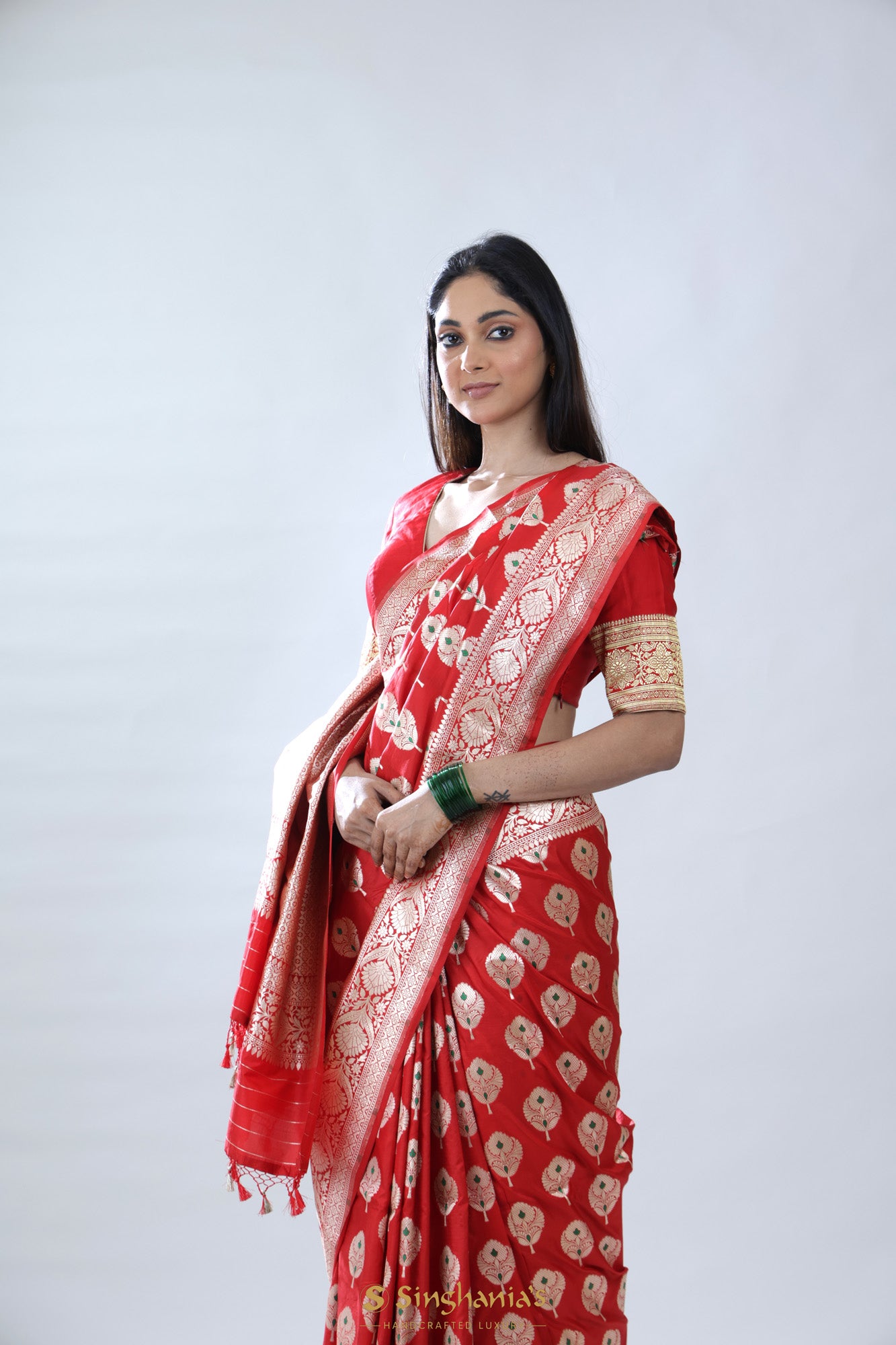 Bright Red Kadhuwa Banarasi Silk Saree
