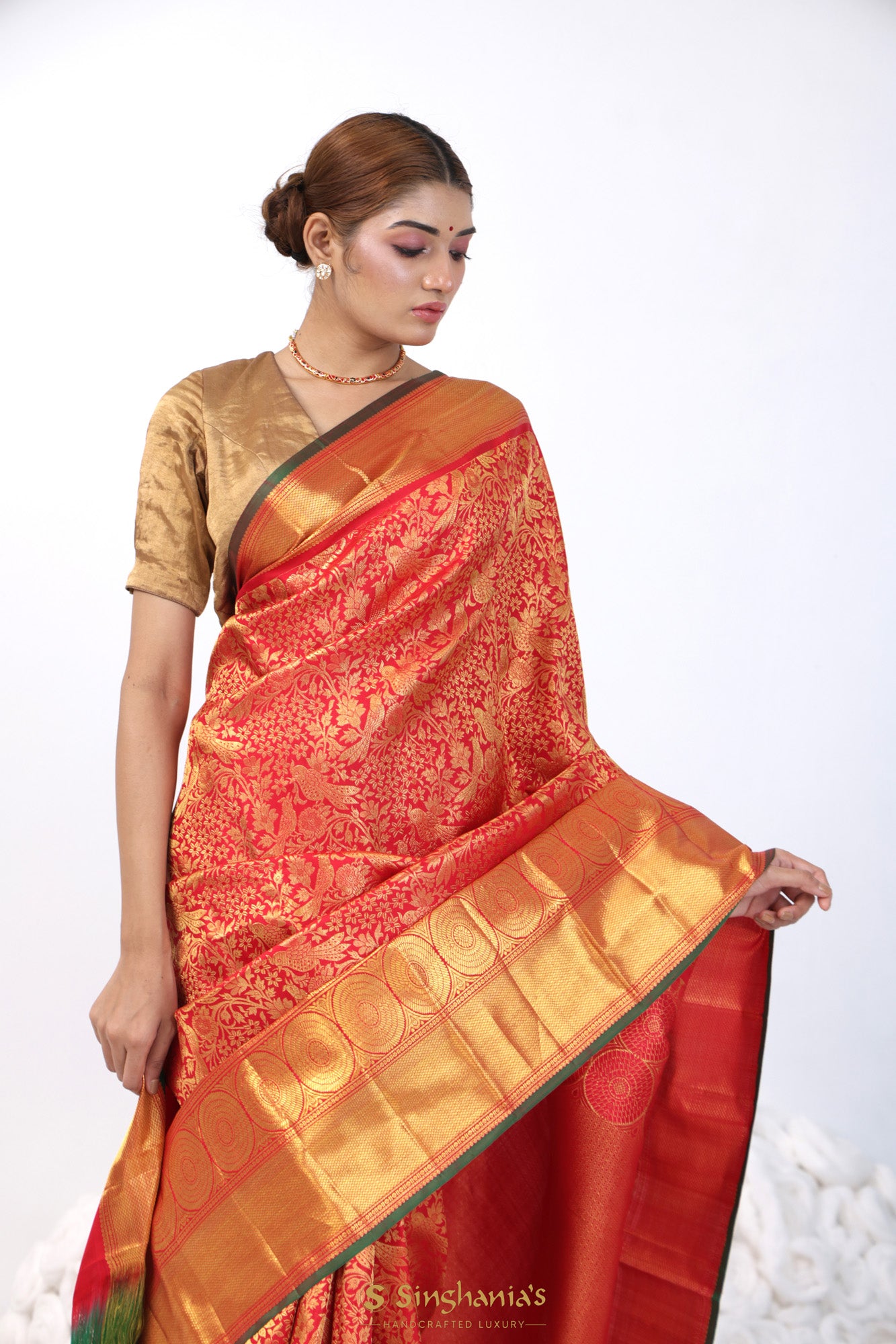 Kanchi Big Border Soft Sico Silk Saree Sand & Green Color - Ladykart - Buy  Saree Online in India | Ladykart