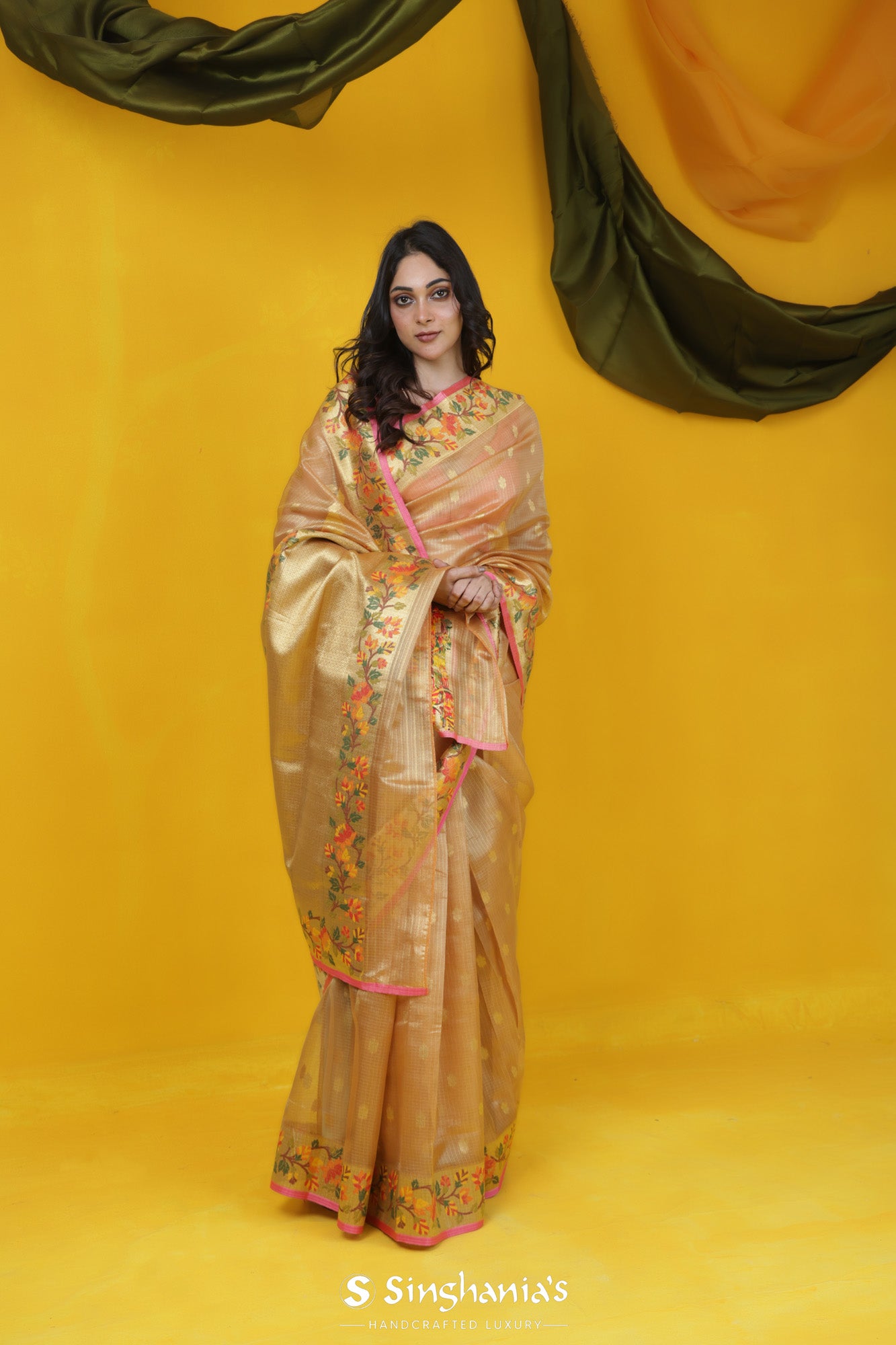 Samyukta Singhania Saree With Running Blouse | Women, Sarees, Silk Sarees,  Banarasi Sarees, Yellow, Pure Silk | Pure silk sarees, Silk sarees, Pure  silk