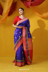 Picotee Blue Banarasi Silk Saree With Floral Buttas Design