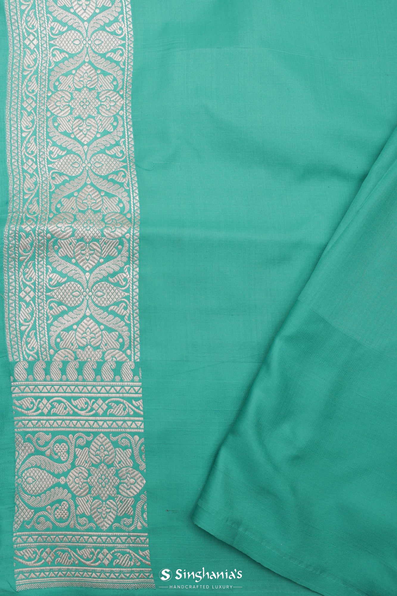 Sage Green Banarasi Silk Saree With Contrast Border